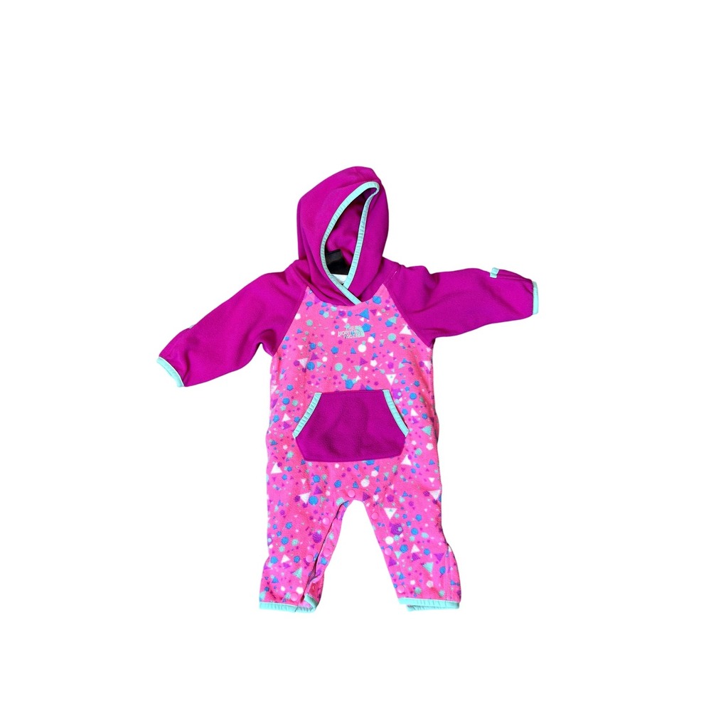 The North Face Fleece One Piece Infant 0-3 Months Pink Hooded Bunting‎ Romper